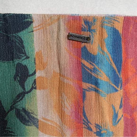 O'Neill Koia Multi Colored Tropical Strapless Off The Shoulder Midi Slit Dress - Picture 7 of 13